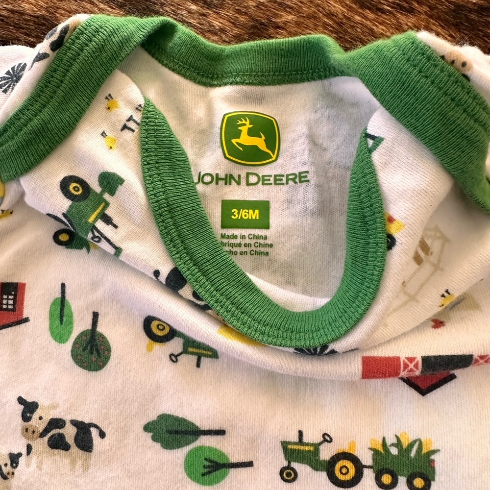 John Deere Green and White Baby Romper Set - Picture 4 of 5
